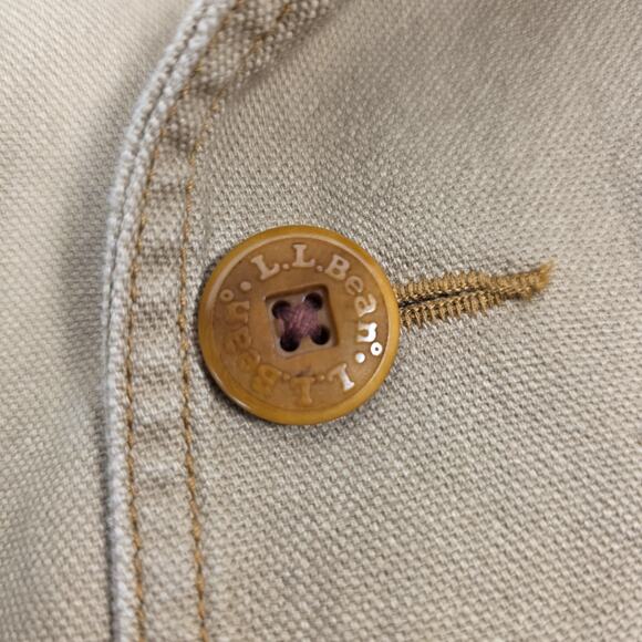 Vintage LL BEAN Tan Chore Jacket XL Canvas Barn Coat Removable Plaid Lining - Picture 7 of 16